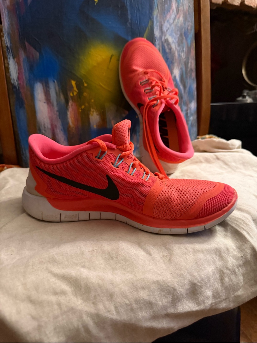 Nike Women's Bright Coral and Hot Pink Running Sneakers